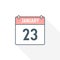 23rd January calendar icon. January 23 calendar Date Month icon vector illustrator