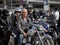 24-04-2019 Riga, Latvia Mature motorcyclist with passanger ready for ride