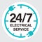 24/7 Electrical Service circle icon.