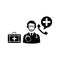 24/7 hours medical service icon / black color