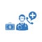 24/7 hours medical service icon / blue color