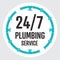 24-7 Plumbing Service circle badge.