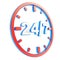 24/7 twenty four hour seven days a week emblem icon