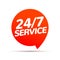 24 hour 7 day service available support. Service clock logo tag icon