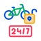 24-hour bike sharing services icon vector outline illustration