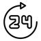 24 hour clock icon outline vector. Timer digital