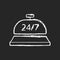 24 hour concierge service chalk white icon on black background