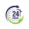 24 hour medical care service vector icon. day/night services button symbol. illustration of 24/7 sign isolated over a white