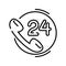 24 hour online help line icon. 24 hour online help concept outline vector, symbol, sign, linear illustration.