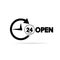24 hour open icon in black color illustration