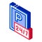 24 Hour Parking isometric icon vector illustration