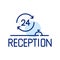 24 hour reception help desk. Pixel perfect, editable stroke line icon