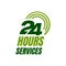 24 hour service logo vector icon. Standby 24/7 sign day/night services button symbol