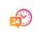 24 hour time service icon. Call support sign. Vector