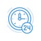 24 hour work schedule vecto line icon. Constant support for customers and subscribers.