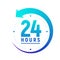 24 hours a day icon. Green clock icon around work. Service time support 24 hour per day