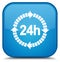 24 hours delivery icon special cyan blue square button