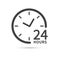 24 hours icon isolated on white background. Twenty four hour open. Vector