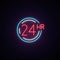 24 Hours neon sign.