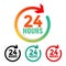 24 hours open icon in many colors