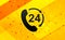 24 hours open phone rotate arrow icon abstract digital banner yellow background