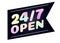 24 hours open sticker holography letter style