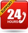 24 hours support web button red