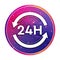 24 hours update icon creative trendy colorful round button illustration