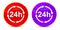 24 hours update icon glossy round buttons illustration