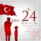 24 November, Turkish Teachers Day celebration card.