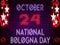 24 October, National Bologna Day, Neon Text Effect on Bricks Background