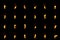 24 renders of candle or cigarette lighter glowing flames isolated on black, christmas or happy new year lovely candles concept -