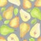 2451 pears, seamless pattern with watercolor ripe pears and leaves, wallpaper ornament, wrapping paper, background for design