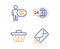 24h service, Cogwheel and Shop cart icons set. E-mail sign. Call support, Engineering tool, Web buying. Vector