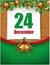 24th December date on calendar, christmas decorations