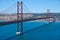 25 of April Bridge (Ponte 25 de Abril) â€“ a suspension bridge over Tegus river. Lisbon. Portugal