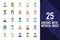 25 Avatars With Medical Masks Flat icon pack. vector illustration