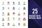 25 Avatars With Medical Masks Flat icon pack. vector illustration