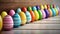 25 Colorful Bright Shiny Easter Eggs In 2 Rows