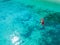 25 February 2019-Myanmar::tourist kayaking on clear water at Horse shoe island