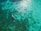 25 February 2019-Myanmar::tourist kayaking on clear water at Horse shoe island