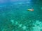 25 February 2019-Myanmar::tourist kayaking on clear water at Horse shoe island