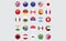 25 flags round set Free Vector Design.