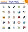 25 Flat Color Filled Line Coronavirus Covid19 Icon pack such as check list, patogen, spread, particle, sports