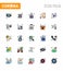 25 Flat Color Filled Line coronavirus epidemic icon pack suck as sneeze virus, illness, cream, healthcare, cough