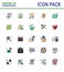 25 Flat Color Filled Line viral Virus corona icon pack such as hygiene, germ, test, dirty, nose infection