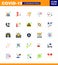 25 Flat Color viral Virus corona icon pack such as airoplan, banned, cold, travel, brain