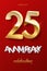 25 golden numbers and Anniversary Celebrating text on red background. Vector vertical twenty fifth anniversary