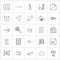 25 Interface Line Icon Set of modern symbols on graph, business, light, bag, cancer