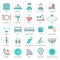 25 line hotel services icons. Logo, glyphs and pictogram collection. Vector